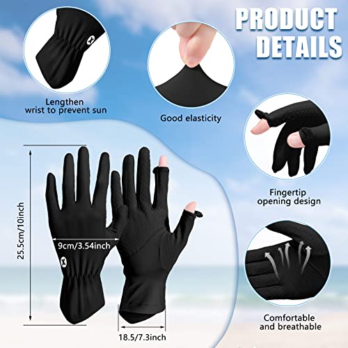Loopeer 2 Packs Women Sun Protection Driving UV Gloves Full Finger Touchscreen Non Slip Breathable Summer Outdoor Gloves - color: Pink, Black, size: Roundel