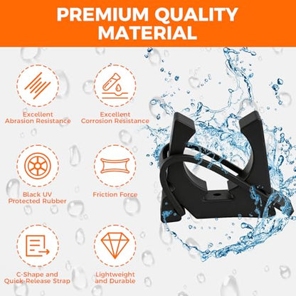 ETZ Boat Hook Holder Replacement for SOF-LOC, 4 Pack | Fits 3/4" to 2" Diameter, Black Rubber, Quick Release Oar & Pole Clips, For Gaff, Paddle, Anchor, Boat Net, Marine Grade