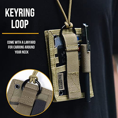 OneTigris Tactical ID Card Holder Hook & Loop Patch Badge Holder Neck Lanyard Key Ring and Credit Card Organizer - color: Camo