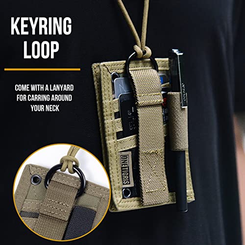 OneTigris Tactical ID Card Holder Hook & Loop Patch Badge Holder Neck Lanyard Key Ring and Credit Card Organizer - color: Camo