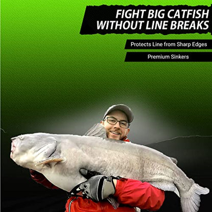 Catfish Sumo Egg Lead Sinker Weights with Line-Protecting Inserts to Guard Against Damage (1-8oz) - size: 1oz, style: 10-pack