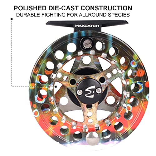 M MAXIMUMCATCH Maxcatch ECO Large Arbor Fly Fishing Reel (3/4wt 5/6wt 7/8wt) and Pre-Loaded Fly Reel with Line Combo - color: Brook Trout (Without Line), size: 3/4 weight