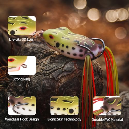 Soft Frog Lures, Topwater Swimbaits for Bass Fishing, Realistic PVC Design, Weedless Hooks, Perfect for Freshwater & Saltwater, Effective Fishing Lures for Pike & Snakehead - style: 10pcs-style E