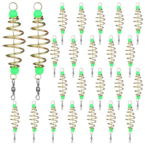 Wonderjune 50/30 Pcs Carp Rig Luminous Carp Fishing Equipment Bait Holder Metal Fishing Feeder Basket Multisize Olive Shape Summer for Freshwater Lures Basket Mullet Accessories - size: 3.11"