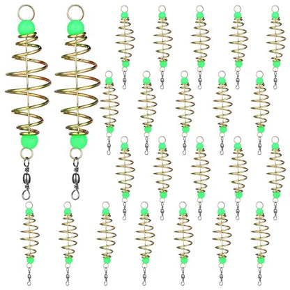 Wonderjune 50/30 Pcs Carp Rig Luminous Carp Fishing Equipment Bait Holder Metal Fishing Feeder Basket Multisize Olive Shape Summer for Freshwater Lures Basket Mullet Accessories - size: 3.3"