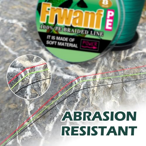 Braided Fishing Line 8 Strands of Super Strong PE Fishing line Extreme Power Fishing Braided line is Used for Saltwater and Freshwater Fishing - color: Moss Green, size: 6LB 0.10MM-109Yds