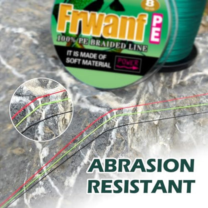 Braided Fishing Line 8 Strands of Super Strong PE Fishing line Extreme Power Fishing Braided line is Used for Saltwater and Freshwater Fishing - color: Moss Green, size: 6LB 0.10MM-109Yds