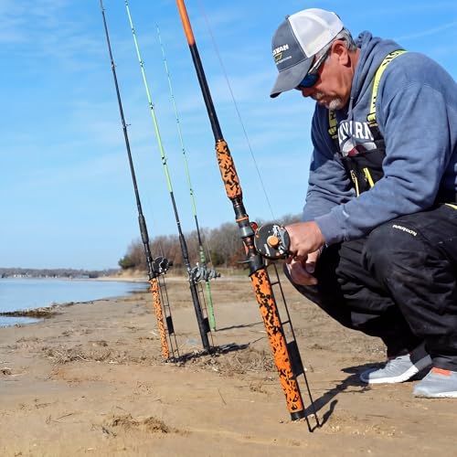 2 Set Blaze Bank Fishing Rod Holders Heavy Duty Steel Rod Stands for Shore Fishing - color: Black