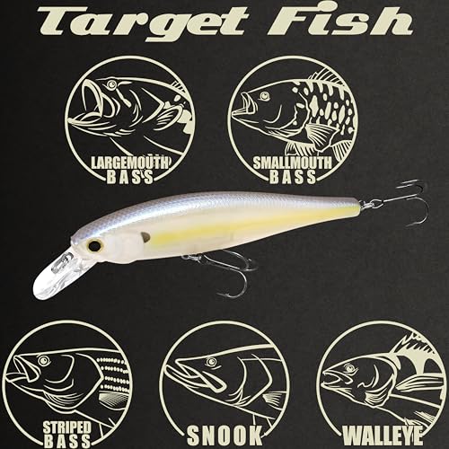 LUCKY CRAFT Pointer 100SP, Jerkbait Side by Side Action Tournament Winning Perfect Wobbling Freshwater Lake Bass Fishing Champion Bait - color: Chartreuse Shad