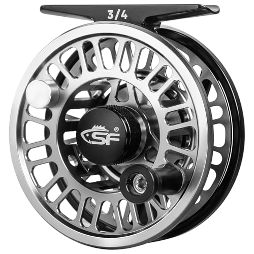 SF SF-003 Pro Fly Fishing Reel for Freshwater,CNC Precision Machining Process,Mid Arbor Design,Smooth Drag System,Lightweight Aluminum Body - size: 3/4wt, style: Gunmetal Gray & Black