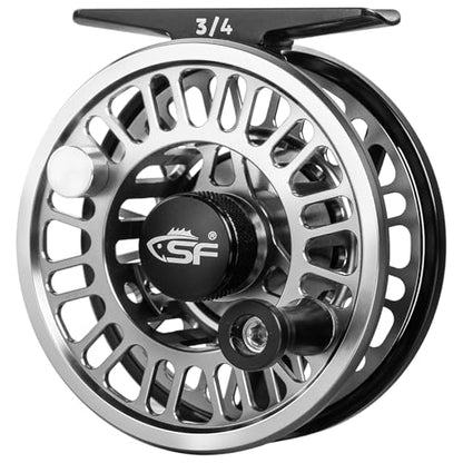 SF SF-003 Pro Fly Fishing Reel for Freshwater,CNC Precision Machining Process,Mid Arbor Design,Smooth Drag System,Lightweight Aluminum Body - size: 3/4wt, style: Gunmetal Gray & Black
