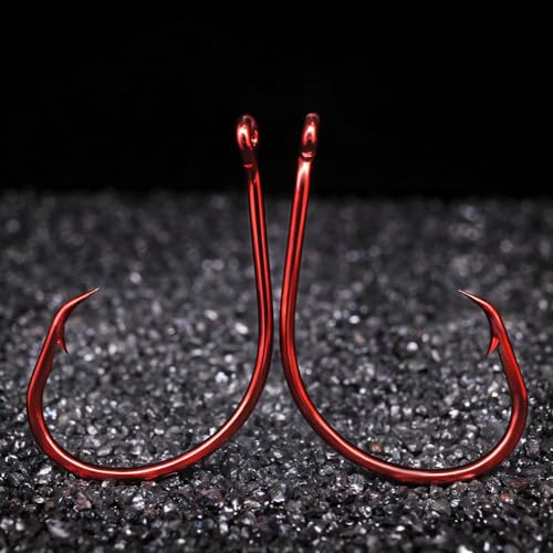 XFISHMAN-Inline-Circle-Hooks-Saltwater-Freshwater-for-Catfish-Tuna-Bass-Octopus-Hooks-Big-Hook-Fishing 50 Pack - color: Red, size: 7/0 50-Pack