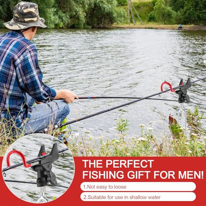 Lenwen 4 Pieces Fishing Rod Holders for Bank Fishing Upgraded Stainless Steel Fishing Pole Holders 360 Degree Adjustable Fishing Rod Stand for Men Father Beach Fishing Equipment Birthday Gift