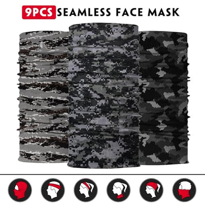 Neck Gaiter for Men Women Headwear Bandana Head Wrap Face Scarf Mask Cover Warmer Balaclava-Seamless & Versatile - color: B-camo 3