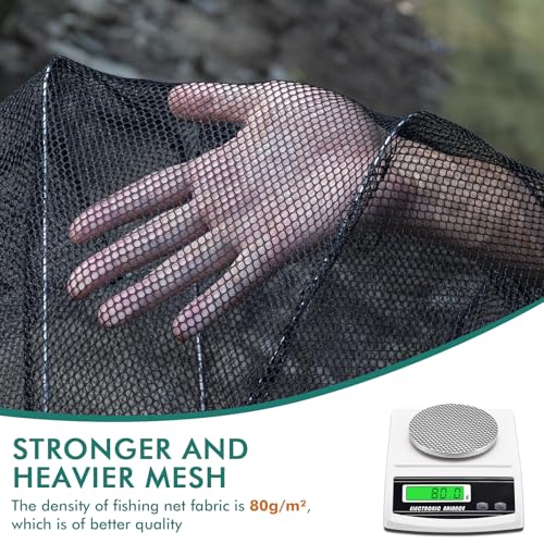 QualyQualy Fishing Bait Trap Crab Net Fishing Trap for Minnow/Crab/Shrimp/Crawdad with Rope, 6/8/10 Holes Large Space Fishing Net - size: 32*10‘’, style: 10 Holes - 1 Pcs