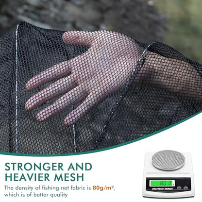QualyQualy Fishing Bait Trap Crab Net Fishing Trap for Minnow/Crab/Shrimp/Crawdad with Rope, 6/8/10 Holes Large Space Fishing Net - size: 32*10‘’, style: 10 Holes - 2 Pcs