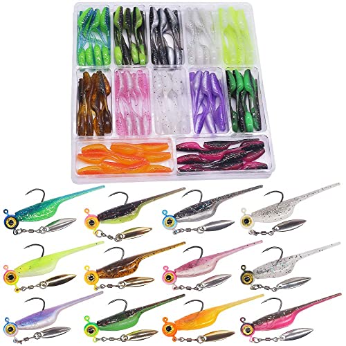 Crappie-Baits- Plastics-Jig-Heads-Kit-Shad-Minnow-Fishing-Lures-for Crappie-Panfish-Bluegill-40 &135 Piece Kit - color: BABY SHAD 135 pc.KIT