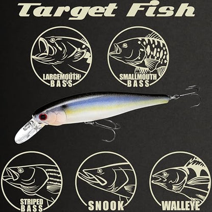 LUCKY CRAFT Pointer 100SP, Jerkbait Side by Side Action Tournament Winning Perfect Wobbling Freshwater Lake Bass Fishing Champion Bait - color: 183 Pearl Threadfin Shad
