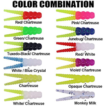 Crappie Jigs and Lures Kit -135 & 40 Piece Set with Plastics, Jig Heads, Split-Tail Grub Baits - Perfect for Crappie Fishing, Panfish Lures - color: Split-Tail Grub 135 pc.KIT