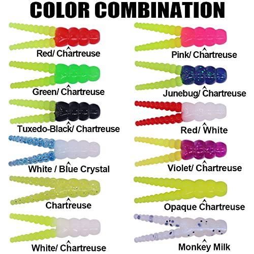 Crappie Jigs and Lures Kit -135 & 40 Piece Set with Plastics, Jig Heads, Split-Tail Grub Baits - Perfect for Crappie Fishing, Panfish Lures - color: Split-Tail Grub 135 pc.KIT