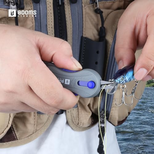 Booms Fishing Braided Line Cutter, Mini Fishing Snips for Saltwater - 4.1" Fishing Scissors with Carabiner - FR2 Stainless Steel Serrated Blades Line Clippers for Angler