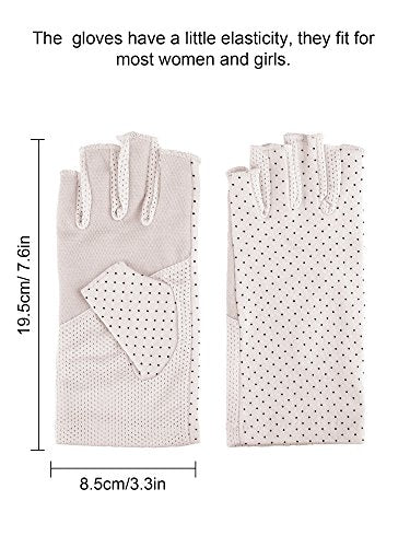 Maxdot Sun Gloves for Women UV Protection Fingerless Non Slip Sunscreen Driving Gloves for Summer Outdoor - style: Beige