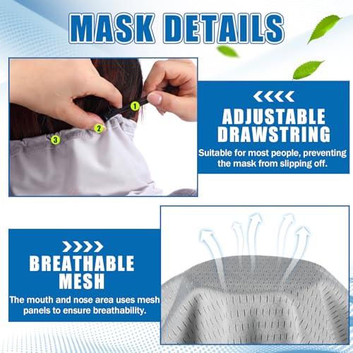 Geyoga 3 Pcs Cooling Neck Gaiter for Men Women Breathable Mesh UV Protection Summer Neck Cover with Mesh Hole Strap Neck Wrap - color: White, Light Gray, Haze Blue