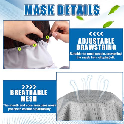 Geyoga 3 Pcs Cooling Neck Gaiter for Men Women Breathable Mesh UV Protection Summer Neck Cover with Mesh Hole Strap Neck Wrap - color: White, Light Gray, Haze Blue