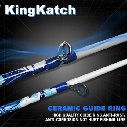 6'6" Fiberglass Casting Rod, 2-Piece Skull Design, Durable & Sensitive with Split-Grip Handle, Perfect for Bass, Pike, Catfish Fishing in Freshwater & Saltwater - color: HLZB-6'0", size: 6'0"