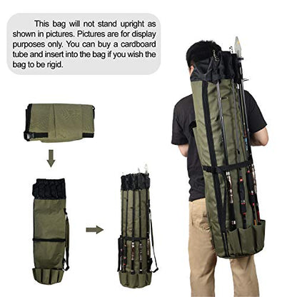 LEADALLWAY Portable Fishing Rod Case - Durable Folding Oxford Fabric Tackle Carry Bag - Multifunction, Large Capacity, Waterproof - Holds 5 Poles