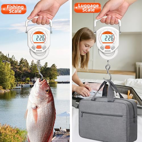Fishing Scale Luggage Scale 132lb/60kg Digital Fish Scale, Fish Weight Scale with Backlit LCD Display, Luggage Weight Scale with 4 Units, 2 AAA Batteries, Hanging Scale for Fishermen Travelers - style: Battery Powered