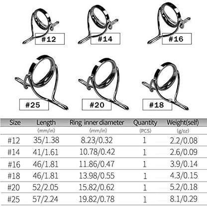 QualyQualy Fishing Rod Repair Kit - Tip Guide Replacement - Stainless Steel Ceramic Ring - 6pcs/7pcs/30pcs - color: D - Rod Guides 6pcs