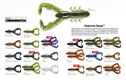 YUM Baits Co. Lures Chrsitie Craw Soft Plastic Bait Fishing Lure - Great for Flipping and Pitching and as a Jig Trailer, 3.5 Inch Length, 8 per Pack, Green Pumpkin/Purple Flake