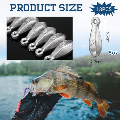 18 Pcs Bank Sinker Fishing Sinkers Weights Bank Weights for Ocean Saltwater Freshwater Surf Bass Catfish Fishing Casting Gear Tackle - size: 5 oz