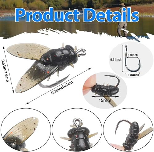 Bionic Fly Fishing Bait,18pcs/36pcs Trout Jig Swimbait Fly Hook Soft Bait Dry Flies Fly Fishing Lures Assortment Kit Attractant Fishing Gear Artificial Fishing Lure Panfish Lure Set - color: Black-36PCS