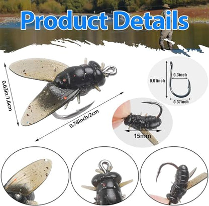 Bionic Fly Fishing Bait,18pcs/36pcs Trout Jig Swimbait Fly Hook Soft Bait Dry Flies Fly Fishing Lures Assortment Kit Attractant Fishing Gear Artificial Fishing Lure Panfish Lure Set - color: Black-18PCS