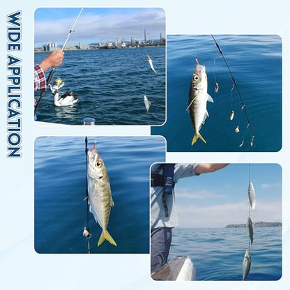 Fishing Bait Rigs Set,4/10 Packs Fishing Rig with String Hooks Soft Shrimp Lure,Real Skin,Lure Barrel Swivels Surf Fishing Rigs for Mackeral Herring Baitfish - color: Fish Skin Rig, size: 10 Packs