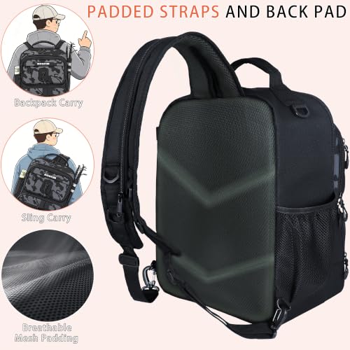 Fishing Backpack with Fish Rod & Lures Kit Lightweight 25L Tackle Bag with Fishing Gear and Tackle Boxes, Fish Gifts for Men Woman-Black Camo Backpack - color: Black Camo Backpack