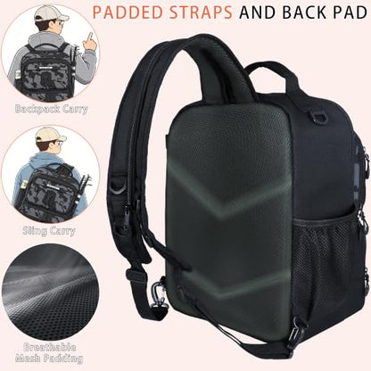 Fishing Backpack with Fish Rod & Lures Kit Lightweight 25L Tackle Bag with Fishing Gear and Tackle Boxes, Fish Gifts for Men Woman-Black Camo Backpack - color: Black Camo Backpack