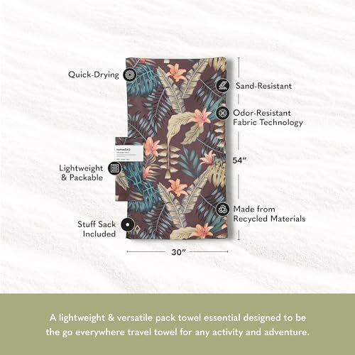 Nomadix Ultralight Towel - Quick Dry & Super Lightweight - Perfect As A Pack Towel to Save On Space - Made with Recycled Materials - Palms Night - 30x54 - color: Palms Night