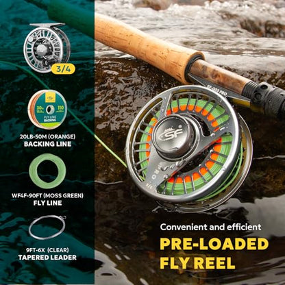 SF SF-003 Pro Fly Fishing Reel for Freshwater,CNC Precision Machining Process,Mid Arbor Design,Smooth Drag System,Lightweight Aluminum Body - size: 3/4wt, style: Gunmetal Gray Kt1