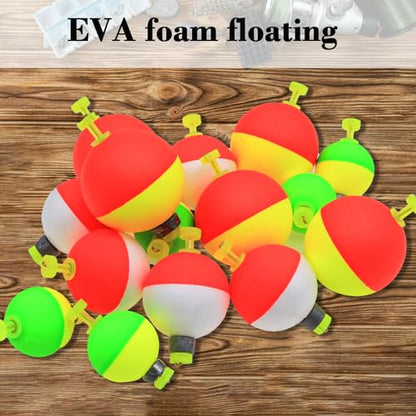Fishing Bobber Slip Bobbers for Fishing 15 Pcs Foam Snap Weighted Floats Set Bobbers Fishing Tackle Accessories Fishing Supplies - color: E-Weighted Colorful-15pcs