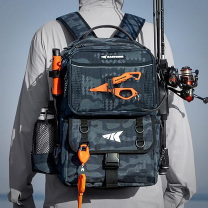 KastKing BaitSpace Fishing Tackle Backpack with Removable Bait Binder,2 Rod Holders Storage Fishing Gear and Equipment - color: C: Blue Camo, size: With (4) 3600 tackle boxes