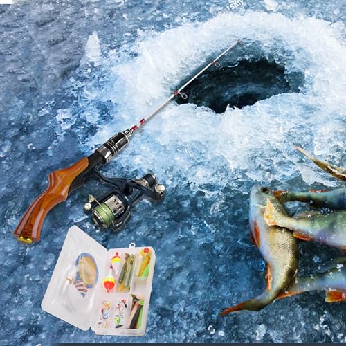 Ice Fishing Rod Lightweight Ice Fishing Gear Portable Spinning Rod 23" Ice Fishing Pole Winter for Trout Walleye Perch Panfish Crappie - style: Ice Fishing Gear