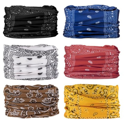 Venswell Neck Gaiter Face Mask Men Women,Seamless Bandana Rave Face Cover Scarf Mask,Balaclava,Headband, Head Wrap,Headwear - color: A-women Paisley
