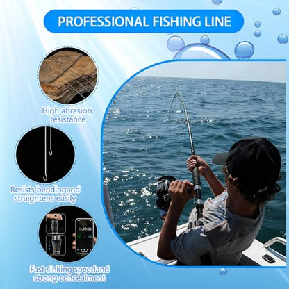 Timgle 6 Rolls Fishing Thread Nylon Elastic Invisible Magic Fishing String 6 Size (0.1/0.15/0.2/0.25/0.3/0.5 mm) Bait Thread Clear Fish Line with Storage Case for Freshwater Saltwater