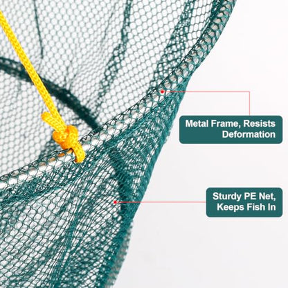 DONQL Double Ring Crab Trap, Small Collapsible Crab Nets with 39ft Rope, Built‑in Weight, Bait Bag, Ruler, Portable Crabbing Equipment Pots for Dock & Pier Crabbing Blue Crabs Dungeness Rock