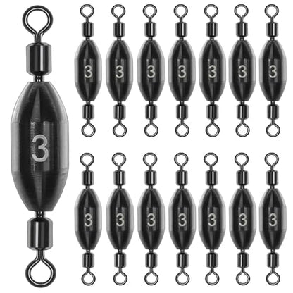 15Pcs Fishing Weights Swivel Bullet Sinkers Brass Fishing Weights Saltwater Freshwater Bass Sinker Fishing Weights with Swivel Rolling - size: 3/8oz