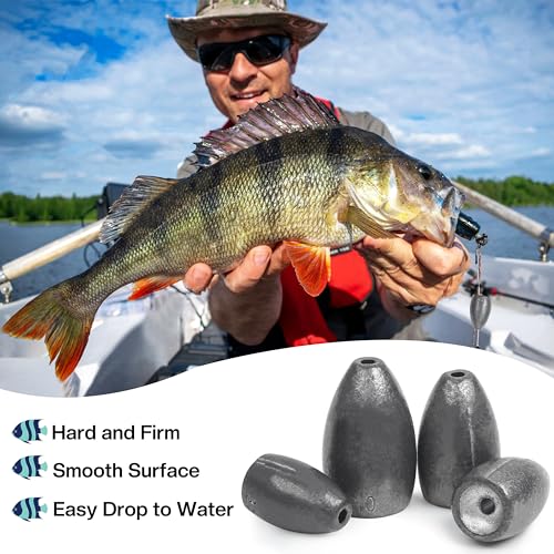 Bullet Fishing Sinkers Weights Worm Weights for Bass Fishing Slip Sinkers for Pitching and Flipping Texas Rigs Saltwater Freshwater - style: 1/8oz-40pcs