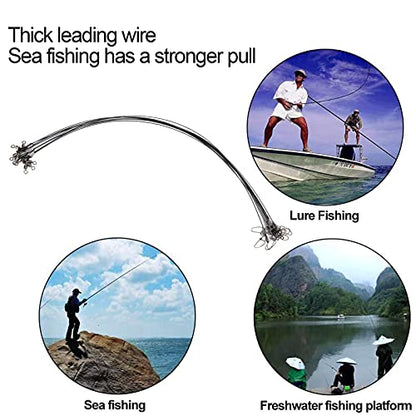 Anti Bite Fishing Line Steel Wire Leader with Rolling, Heavy Duty Fishing Wire Leash for Sea Enthusiasts - color: Black